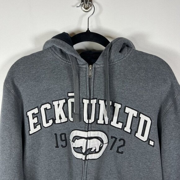 Vintage Ecko Unltd Zip Up Grey Medium Graffiti Skater Y2K Streetwear Jnco Jnyx - Picture 3 of 10